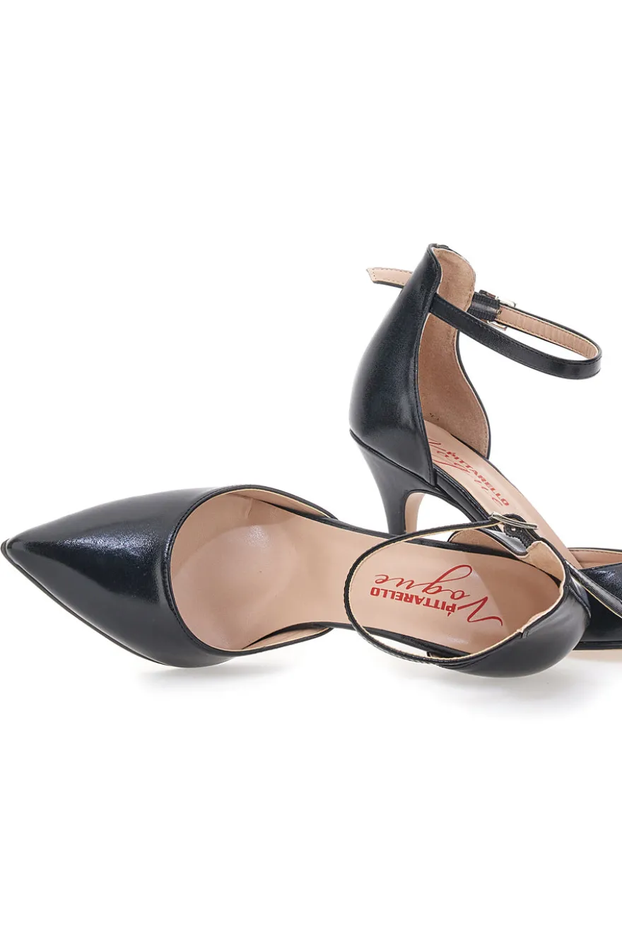 Schwarze Pumps mit Knöchelriemen Pittarello Vogue 84