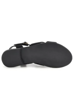 Schwarze Sandalen aus echtem Leder mit ovalen Metall-Accessoires im Pittarello-Look IF10328