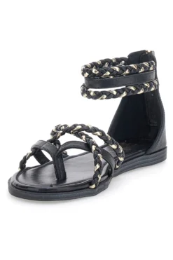 Schwarze Sandalen mit geflochtenem Seileffekt Me & Me 1668