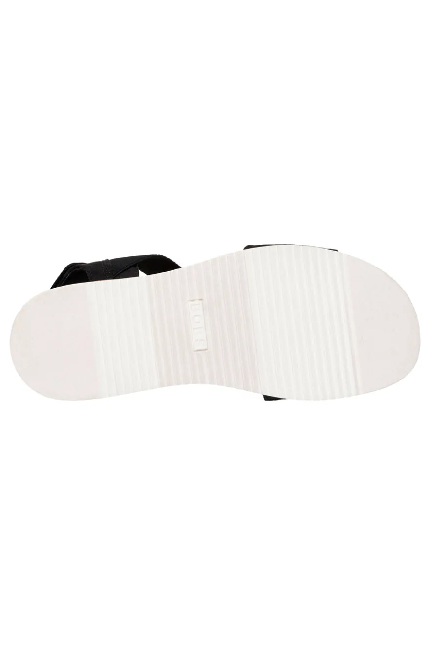 Schwarze Sandalen mit Klettverschluss und perforiertem Band Skechers Desert kiss low