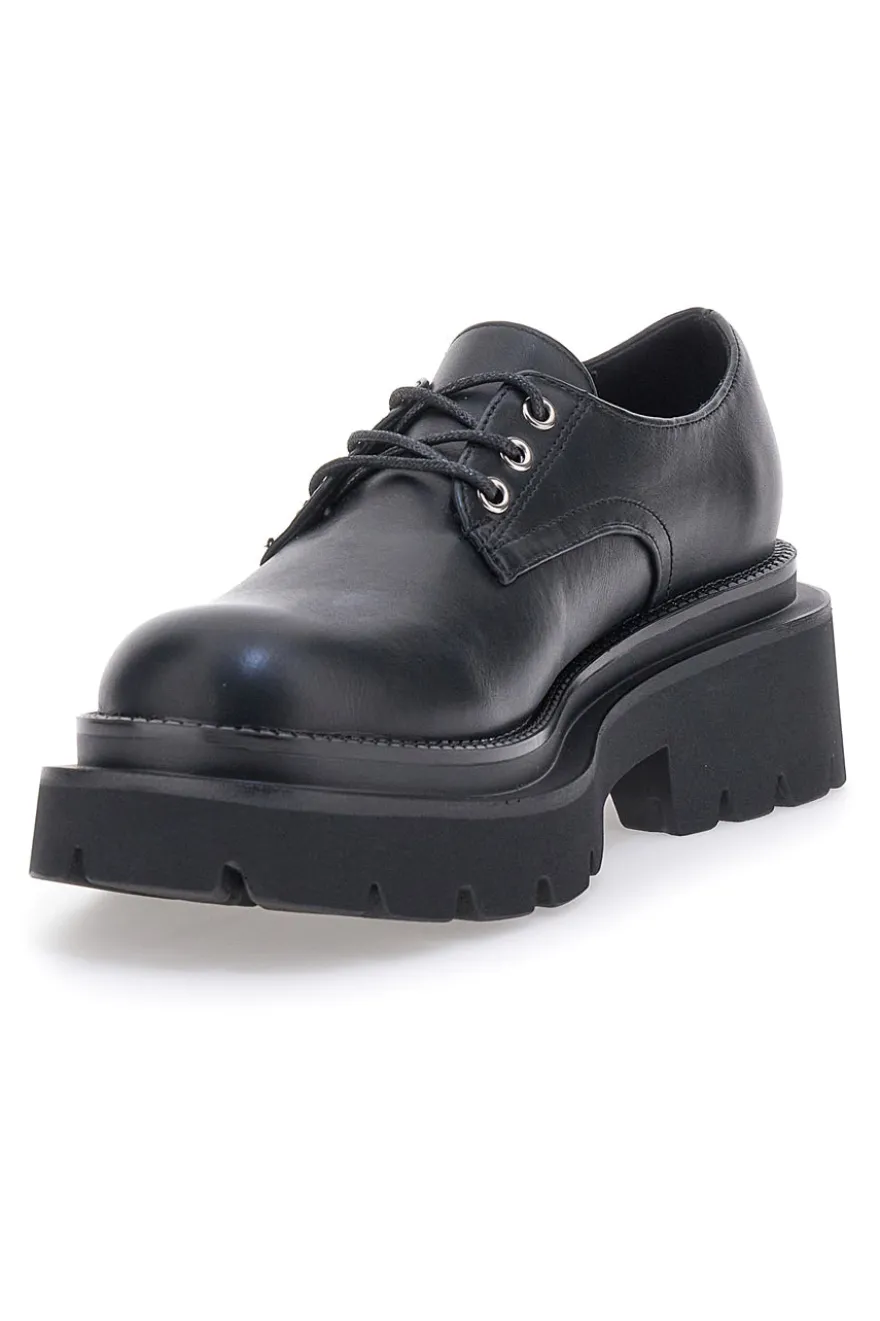 Schwarze Schnürschuhe mit Plateau Betty Flowers 127