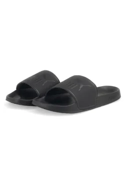 Schwarze Slipper mit gepolstertem Band und PUMA Leadcat 2 Logo