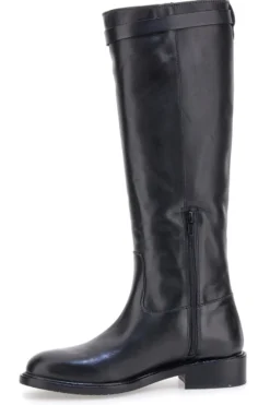Schwarze Stiefel aus echtem Leder mit goldener Schnalle Pittarello Class RF24L37M