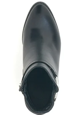 Schwarze Stiefelette mit Blockabsatz und silberner Schelle THE FIRST 487