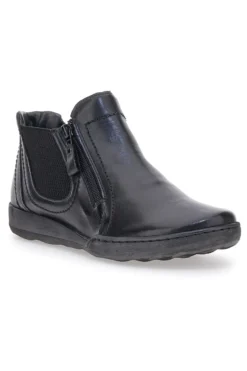 Schwarze Stiefeletten mit Reißverschluss und seitlichen Gummizügen Plocadi 21503pt