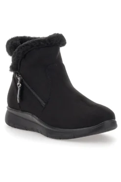 Schwarze Stiefeletten mit schwarzem Fell und Reißverschluss CAFE' COST 41950