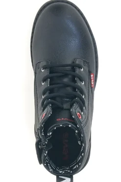 Schwarze Stiefeletten mit seitlichem Reißverschluss und Levi's VPHI0098S-Logodetails
