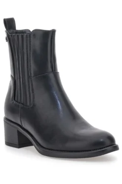 Schwarze Stiefeletten mit strukturiertem Seitenband und mittlerem Absatz Pittarello-Kapsel BT251152002