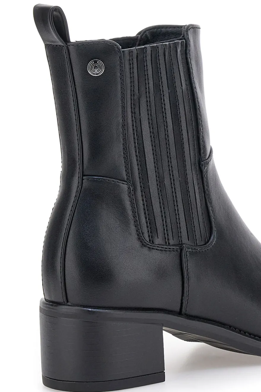Schwarze Stiefeletten mit strukturiertem Seitenband und mittlerem Absatz Pittarello-Kapsel BT251152002