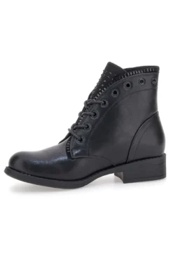 Schwarze Stiefeletten The First P630 mit Ton-in-Ton-Nieten