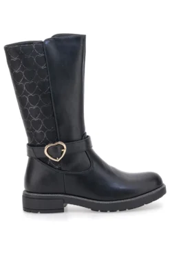 Schwarze Stiefel mit Herzschnalle und Steppmuster Thank You Girl 531473