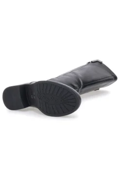 Schwarze Stiefel mit metallischen Einsätzen und niedrigem Absatz Energy I256