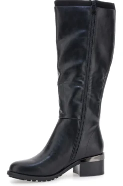 Schwarze Stiefel mit niedrigem Absatz und seitlichem Logo GMV SV0183