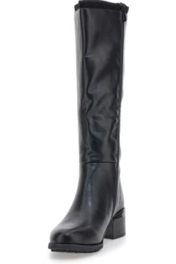 Schwarze Stiefel mit niedrigem Absatz und seitlichem Logo GMV SV0183