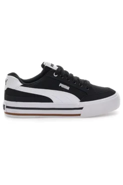 Schwarze und weiße Segeltuchsneaker Puma Court Classic Vulc Fs Jr