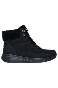 Schwarze wasserdichte Anfibi mit Innenfutter aus Pelz Skechers ON-THE-GO STELLAR ALPINE ADVENTURE
