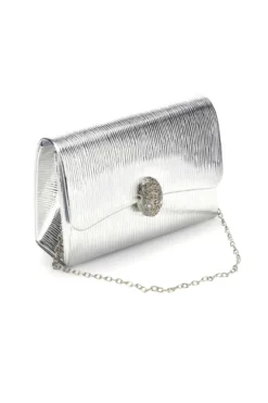 Silberne Clutch-Tasche mit Juwel Schnalle Nbg SERA/3512