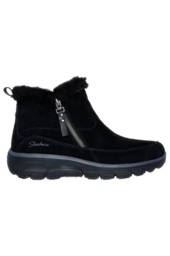 Skechers – Easy Going – Cool – Schwarze Stiefeletten mit Reißverschluss und Memory-Schaum
