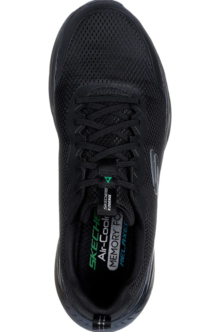 Skechers Edgeride Rekze – Schwarze Mesh-Sneaker mit Memory-Schaum