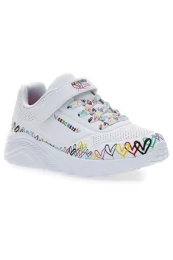 Skechers Uno Lite Weiße Sneakers mit Herzen und Memory Foam - Heart Craze