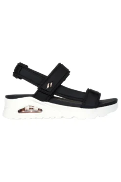 Skechers Uno – Summer Stand2 Vegane schwarze Sandalen mit Klettverschluss