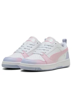Snaakers Bianche e Dettagli Rosa e Lilla Puma Rebound V6 Lo Blurry Dreams Jr