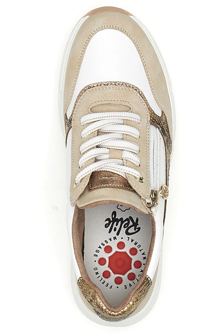 Sneaker da donna beige con inserti animalier Relife 67172370320