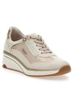 Sneaker da donna beige con zeppa e inserti metallizzati Relife 67172670501