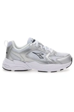 Sneaker da ragazza bianche e argento con inserti metallizzati Diadora Alley Metal GS
