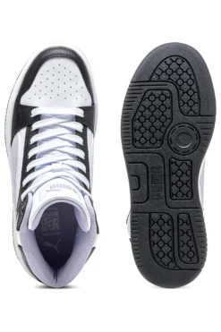 Sneakers alte bianche e nere suola flatform Rebound Femme Mid Puma