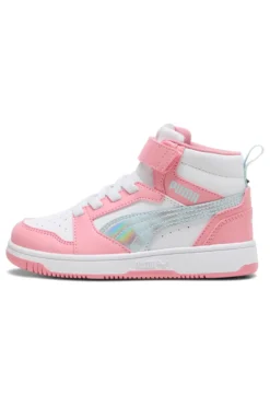 Sneakers alte bianche e rosa Puma Rebound V6 Mid Space Belle AC+PS