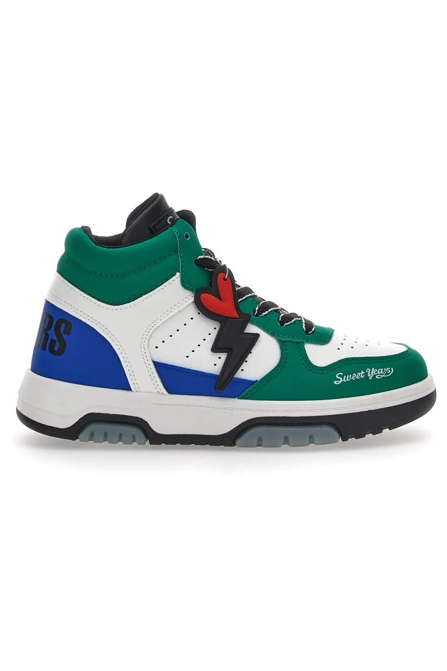 Sneakers Alte Bianche e Verdi Sweet Years 8580