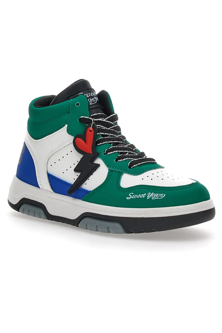 Sneakers Alte Bianche e Verdi Sweet Years 8580