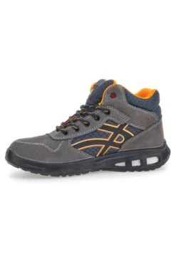 Sneakers antinfortunistiche mid grigie S1P in pelle Black shoot YL-5068H-1