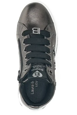 Sneakers Argento con Cerniera e Cuori Glitterati Laura Biagiotti 87049386 da Bambina