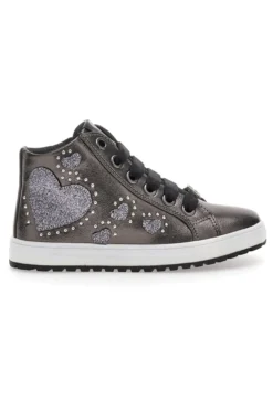 Sneakers Argento con Cerniera e Cuori Glitterati Laura Biagiotti 87049386 da Bambina
