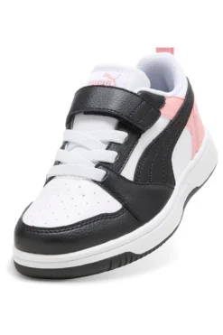 Sneakers basse bianche nere e rosa con strappo Puma Rebound V6 Lo AC+ PS