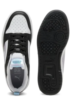 Sneakers basse bianche nere e lilla con dettagli iridescenti Puma Rebound V6 Lo Space Belle Jr