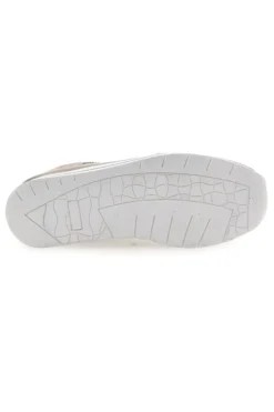 Sneakers Beige Bianco in pelle con lacci e zip Prima riga 21668FAST