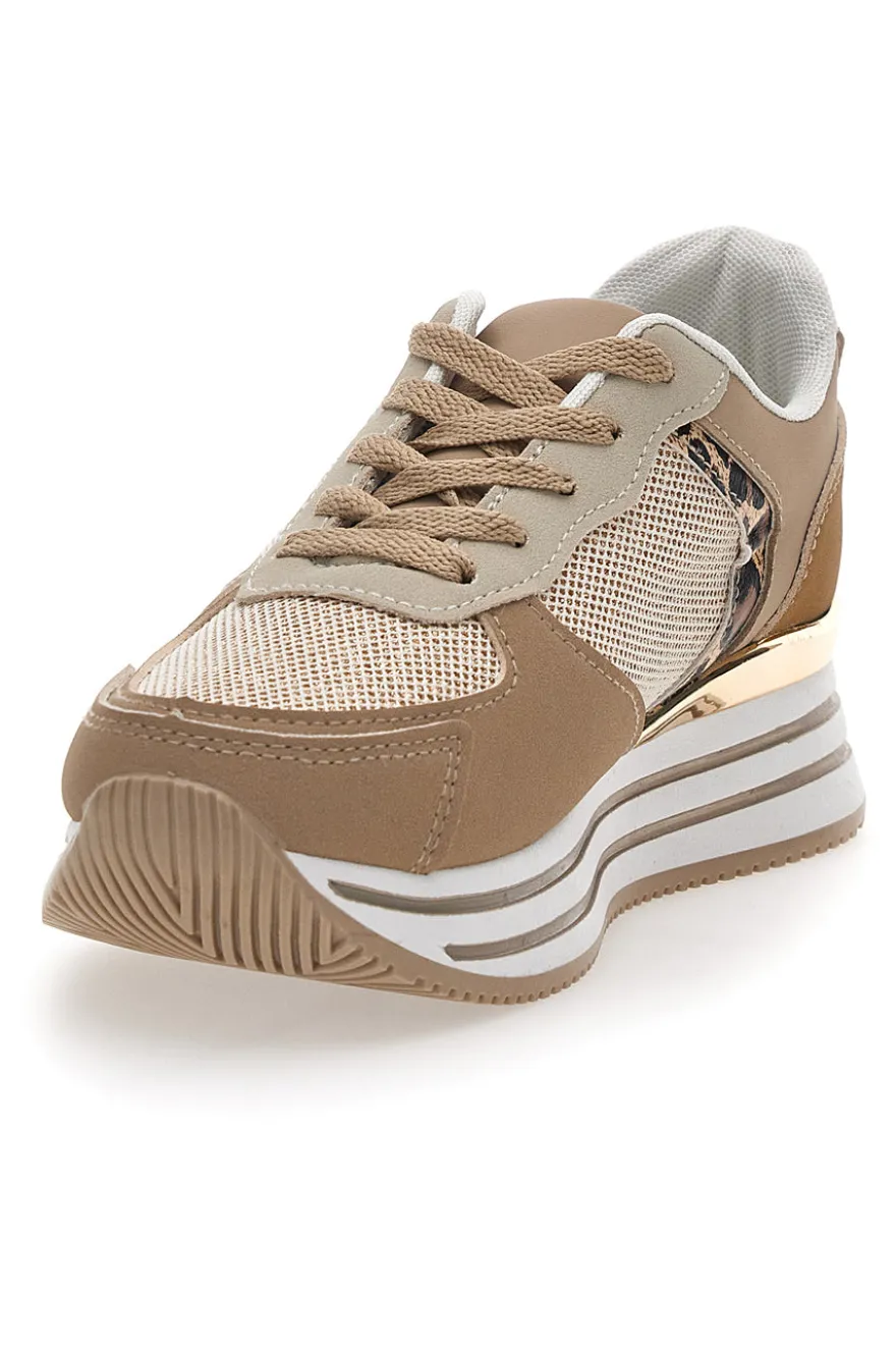 Sneakers Beige Con Dettagli Animalier Cafe' Cost 230