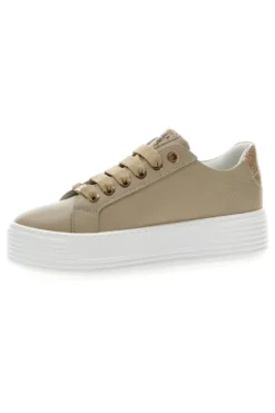 Sneakers Beige con Dettagli Color Oro Glitterati e Cerniera Mariella Burani 51031