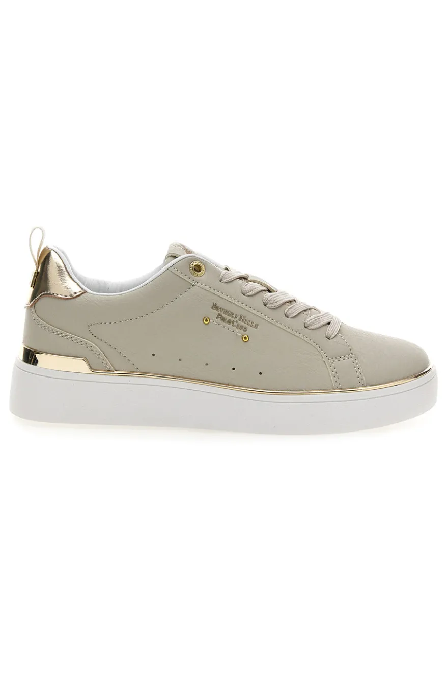 Sneakers beige con dettagli oro Beverly Hills Polo Club Queens Cup Ltx
