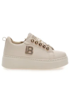 Sneakers beige con logo laterale e fondo alto Laura Biagiotti 9618