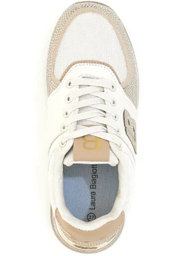 Sneakers beige con strass e inserti oro Laura biagiotti 9638