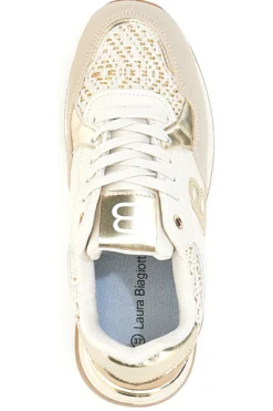 Sneakers beige con strass oro Laura Biagiotti 9640