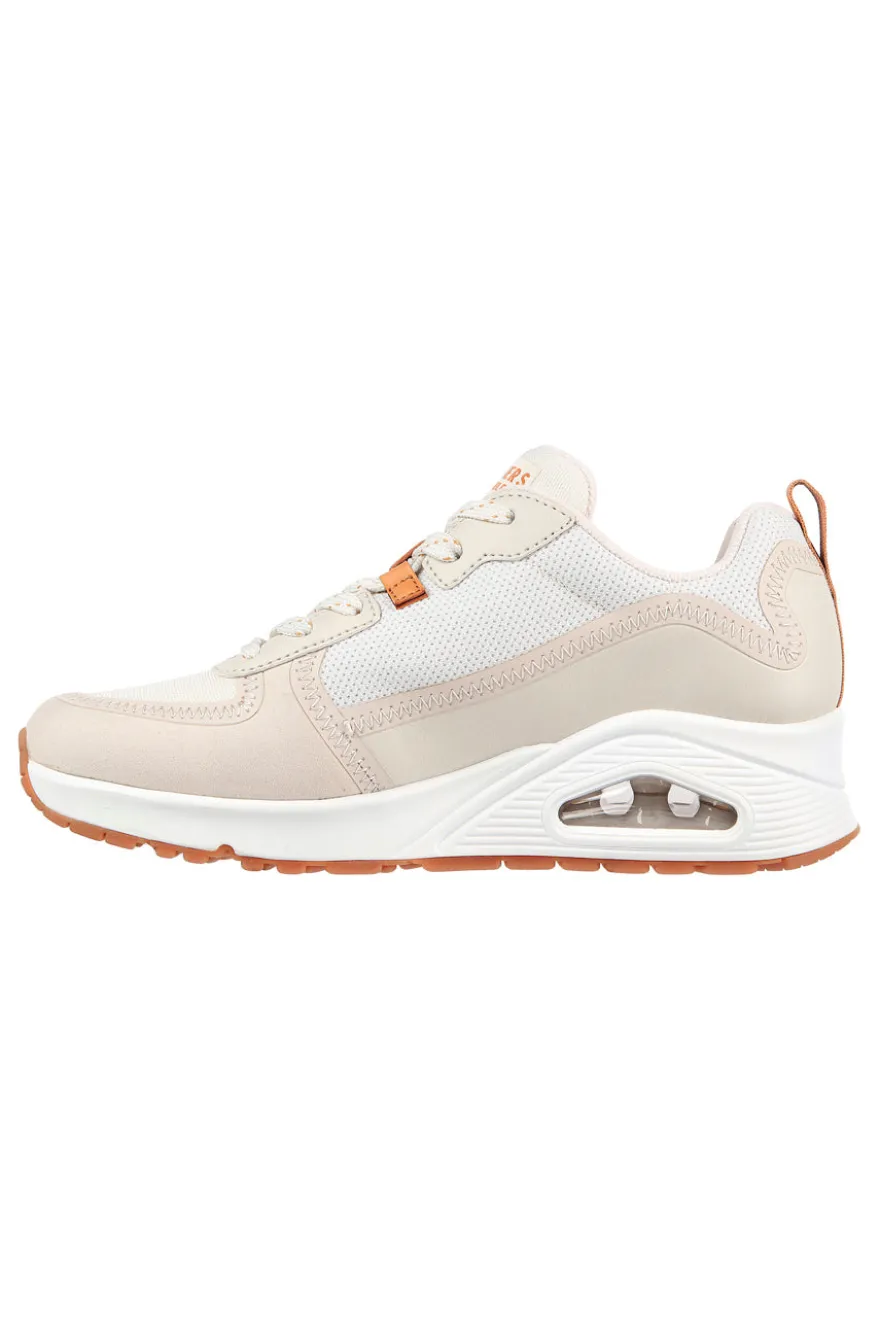 Sneakers Beige Con Tomaia in Pelle Skechers Street Uno - Layover
