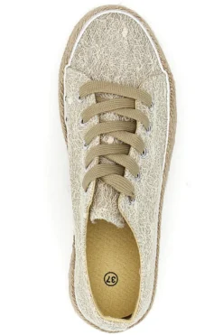 Sneakers beige in crochet con suola in corda Energy E127