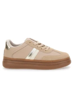 Sneakers beige inserti metallizzati fondo a contrasto Me & Me GB2026