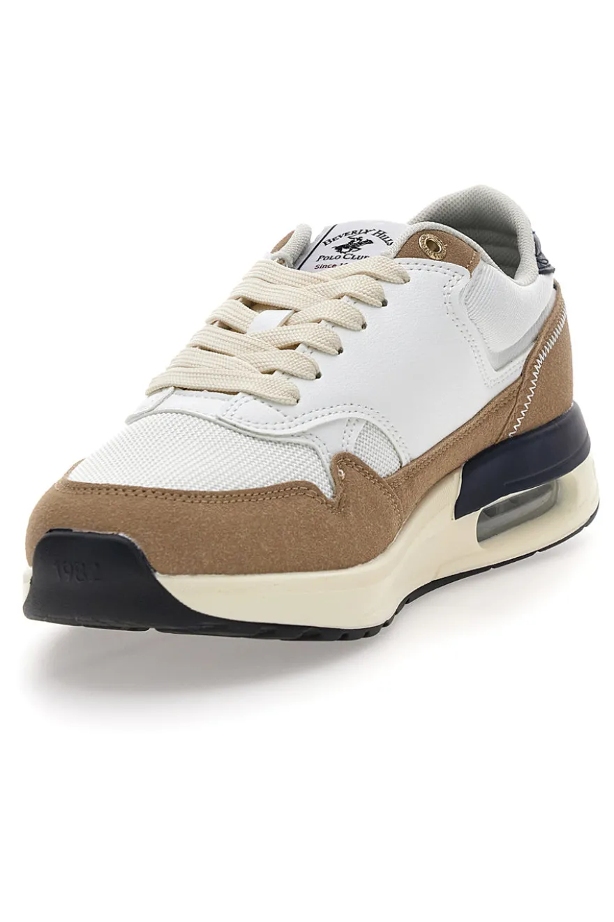 Sneakers bianche beige e blu Beverly Hills Polo Club Team Mix