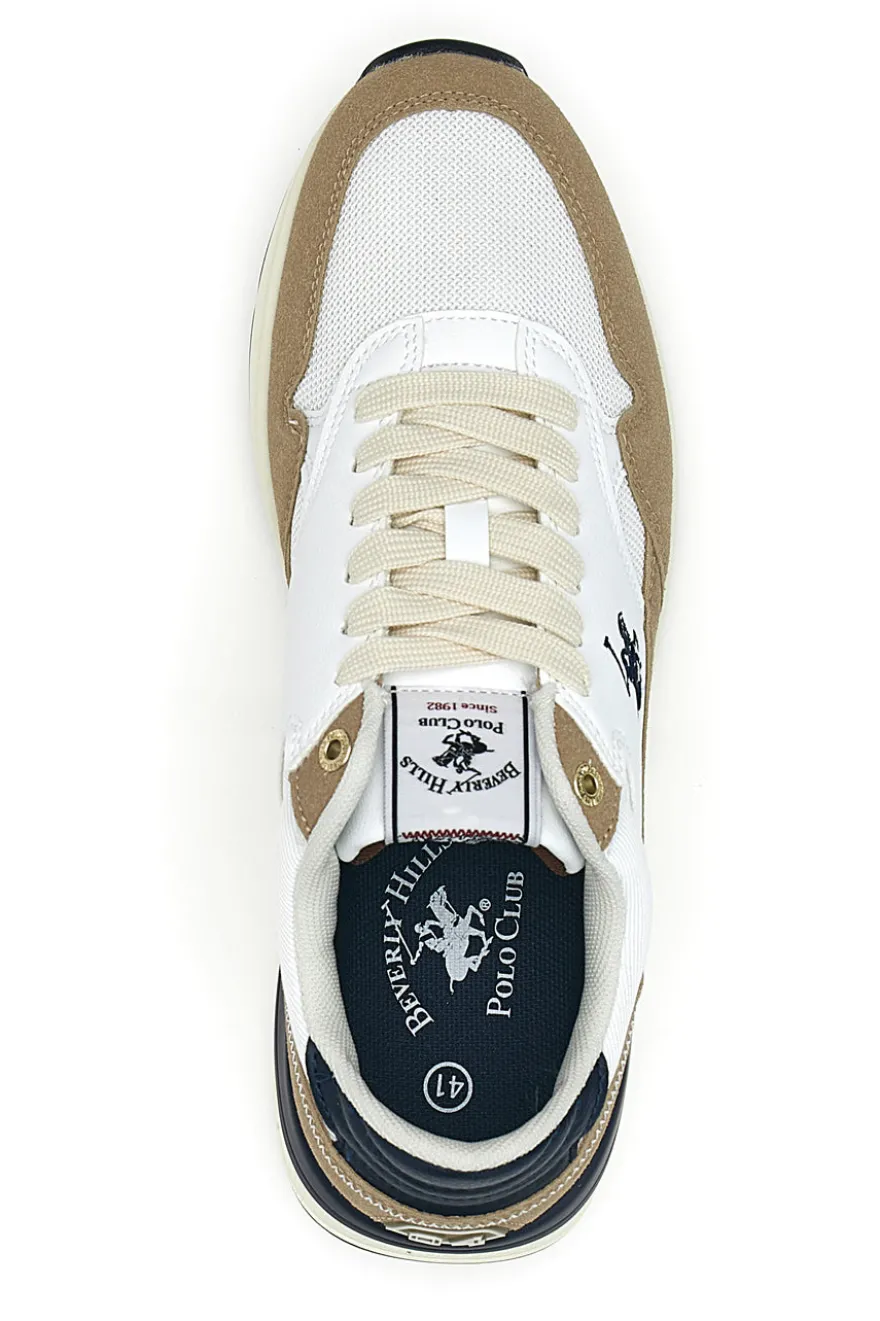 Sneakers bianche beige e blu Beverly Hills Polo Club Team Mix